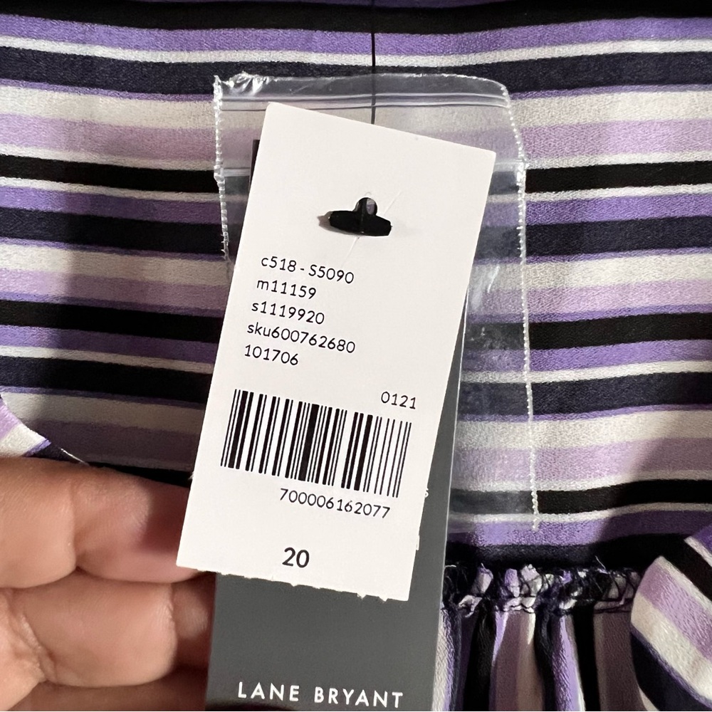 Lane Bryant Women's Striped Button Down Top Purple and White Size 20 NWT - Picture 4 of 8
